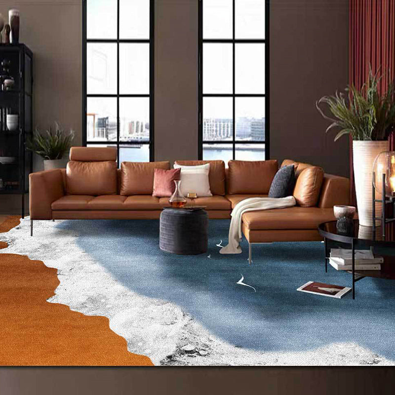 Brown and Blue Contemporary Rug Polyester Geography Pattern Rug Washable Non-Slip Backing Carpet for Living Room Clearhalo 'Area Rug' 'Rug' 1635181