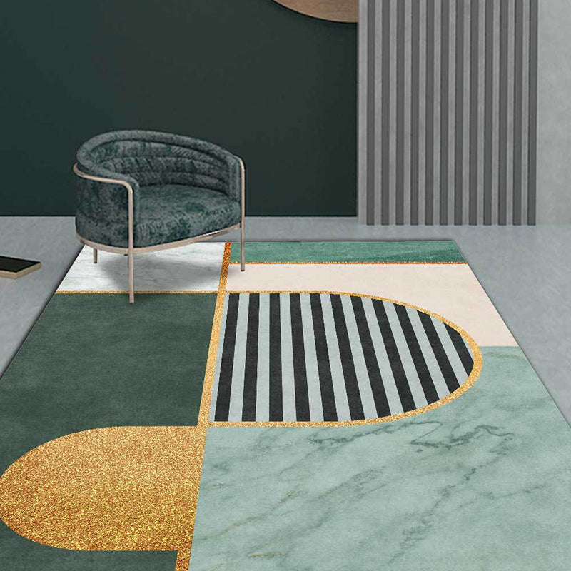 Modern Marble Surface Pattern Rug with Stripe Green Polyester Rug Machine Washable Non-Slip Area Rug for Bedroom Clearhalo 'Area Rug' 'Modern' 'Rugs' Rug' 1635189