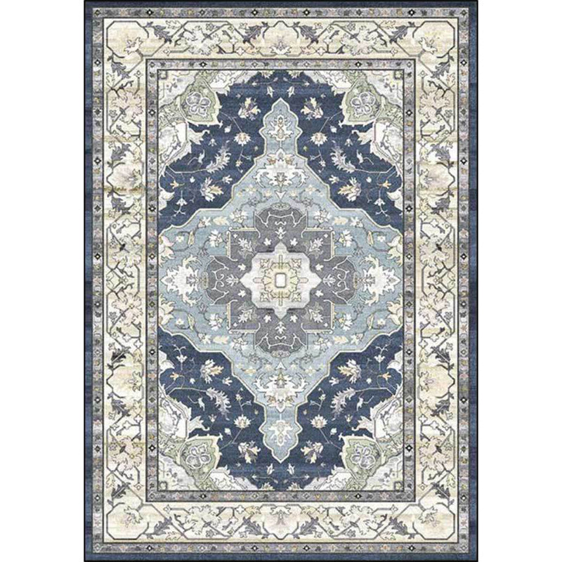 Moroccan Living Room Rug in Blue Medallion Floral Print Rug Polyester Stain-Resistant Anti-Slip Area Rug Clearhalo 'Area Rug' 'Moroccan' 'Rugs' Rug' 1635214