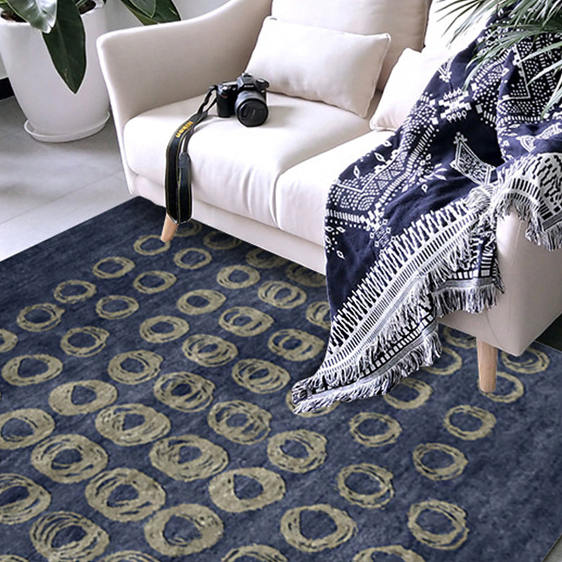 Novelty Living Room Rug in Blue Geometric Circle Print Rug Polyester Non-Slip Backing Washable Area Rug Clearhalo 'Area Rug' 'Rug' 1635482