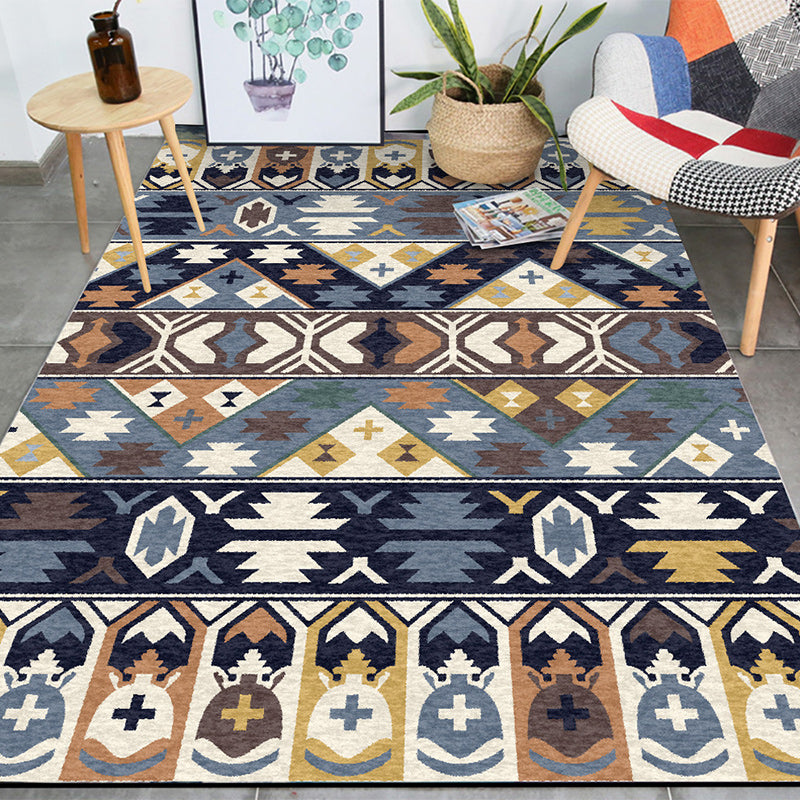 Southwestern Living Room Rug in Blue Tribal Print Rug Polyester Stain-Resistant Non-Slip Area Rug Blue Clearhalo 'Area Rug' 'Rugs' 'Southwestern' Rug' 1635520