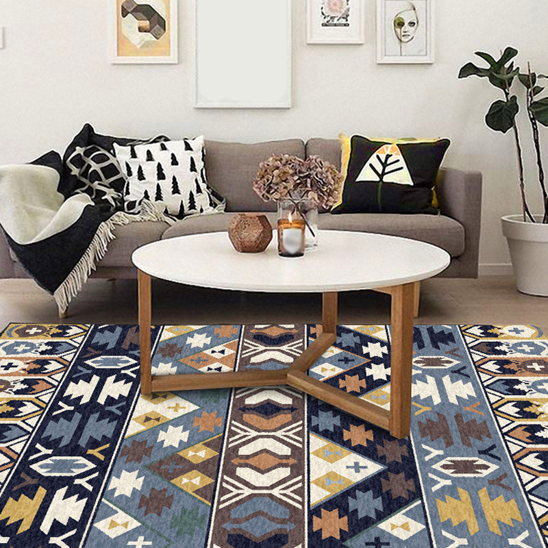 Southwestern Living Room Rug in Blue Tribal Print Rug Polyester Stain-Resistant Non-Slip Area Rug Clearhalo 'Area Rug' 'Rugs' 'Southwestern' Rug' 1635521