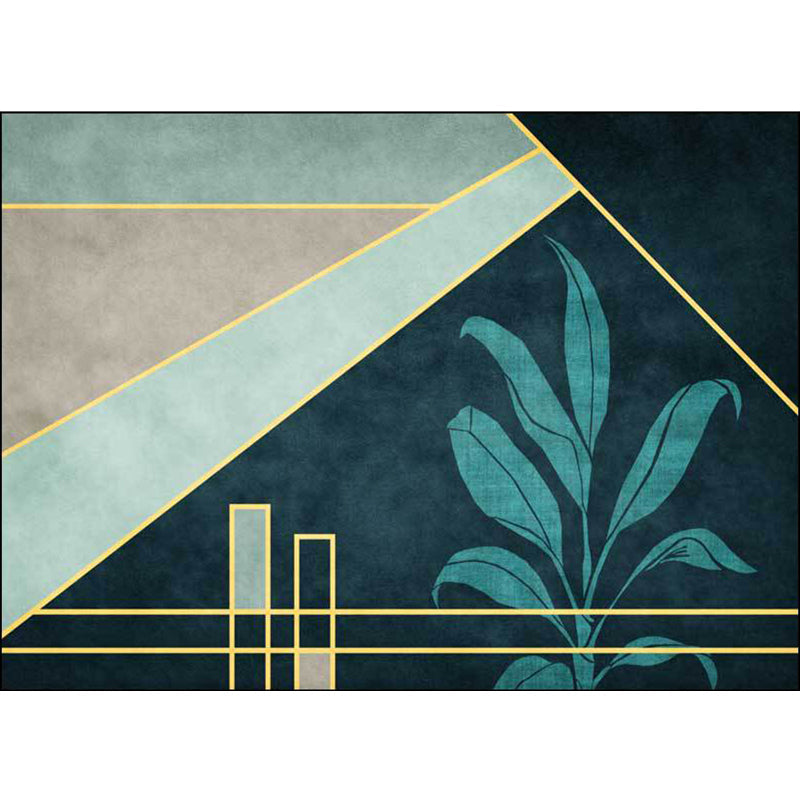 Green Novelty Rug Polyester Geometric and Leaf Pattern Rug Washable Non-Slip Backing Carpet for Living Room Clearhalo 'Area Rug' 'Modern' 'Rugs' Rug' 1635606