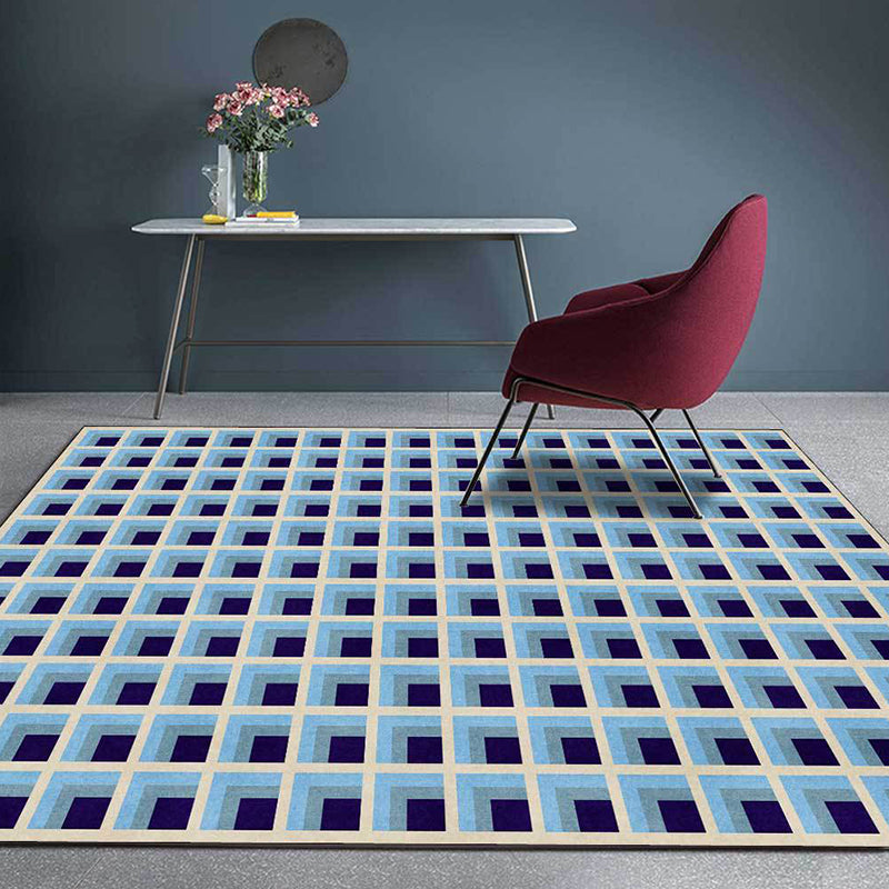 Modern Checked Pattern Rug Green and Blue Polyester Rug Machine Washable Non-Slip Area Rug for Bedroom Blue Clearhalo 'Area Rug' 'Modern' 'Rugs' Rug' 1635619