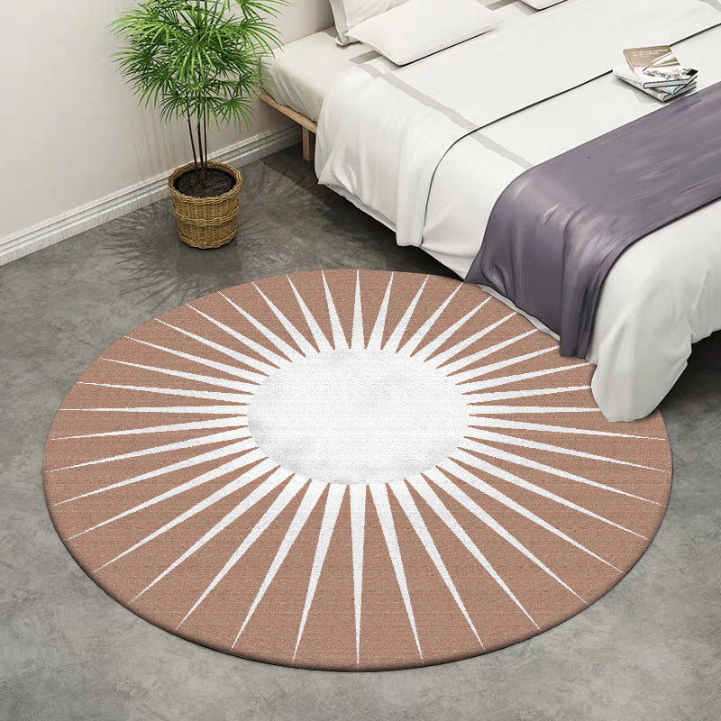 Funky Radial Pattern Rug Brown and Yellow Modern Rug Polyester Washable Non-Slip Backing Area Rug for Living Room Brown Clearhalo 'Area Rug' 'Modern' 'Rugs' Rug' 1635640