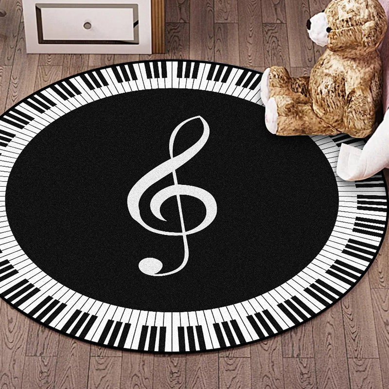 Black and White Modern Rug Polyester Note and Piano Pattern Rug Washable Non-Slip Backing Carpet for Living Room Clearhalo 'Area Rug' 'Modern' 'Rugs' Rug' 1635681