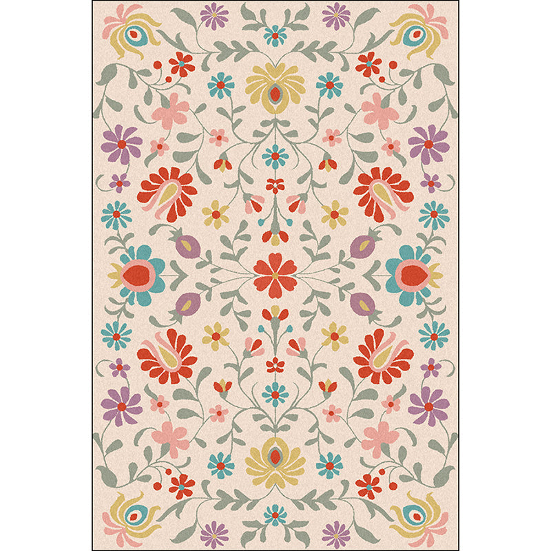 Vintage Floral Pattern Rug Pink Polyester Rug Machine Washable Non-Slip Area Rug for Bedroom Clearhalo 'Area Rug' 'Rugs' 'Vintage' Rug' 1635690