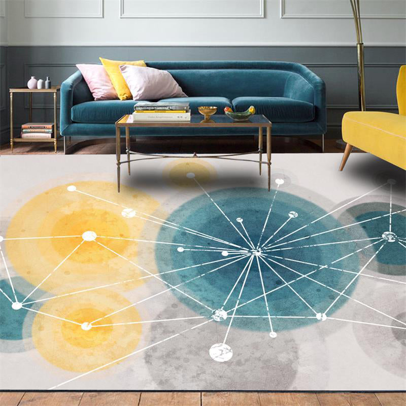 Grey Multicolor Contemporary Rug Polyester Concentric Circles Pattern Rug Washable Non-Slip Backing Carpet for Living Room Grey Clearhalo 'Area Rug' 'Modern' 'Rugs' Rug' 1635872