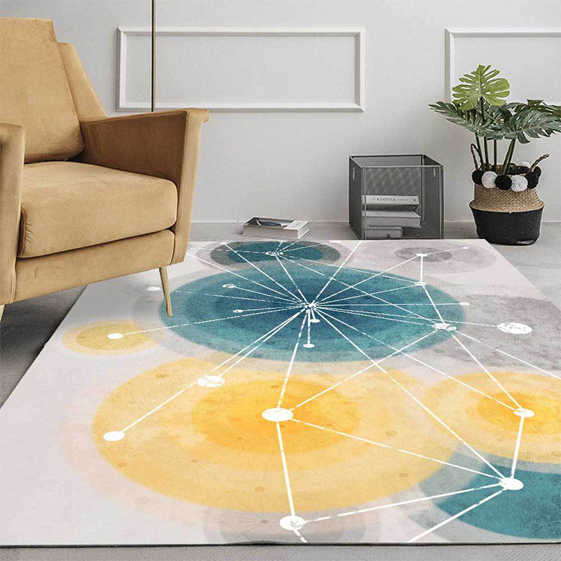 Grey Multicolor Contemporary Rug Polyester Concentric Circles Pattern Rug Washable Non-Slip Backing Carpet for Living Room Clearhalo 'Area Rug' 'Modern' 'Rugs' Rug' 1635873