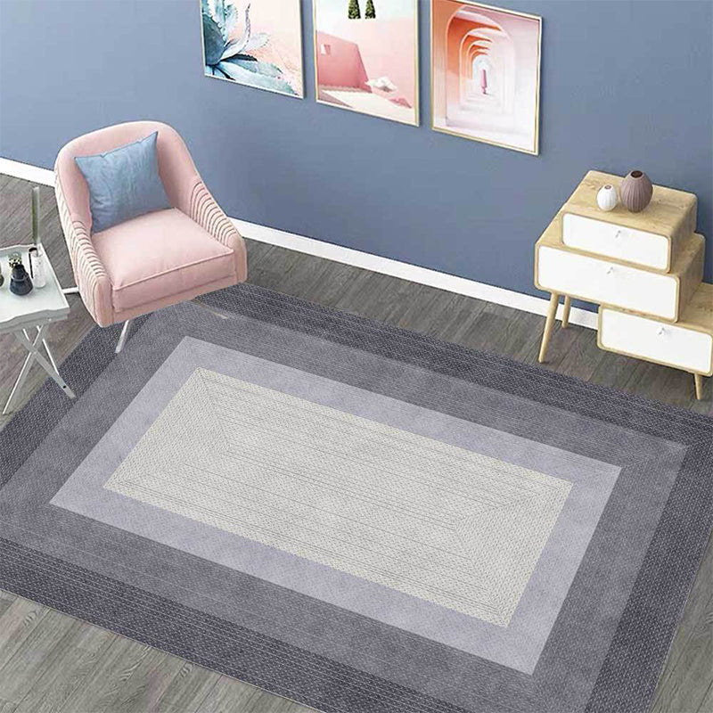 Stylish Woven Grain Pattern Rug Grey Modern Rug Polyester Washable Non-Slip Backing Area Rug for Bedroom Grey Clearhalo 'Area Rug' 'Modern' 'Rugs' Rug' 1635888