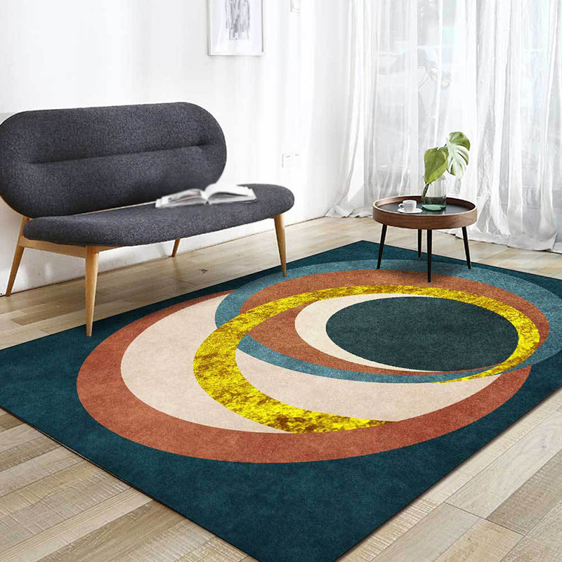 Unique Colorblock Rug Green Multicolor Nordic Rug Polyester Washable Anti-Slip Backing Area Rug for Living Room Dark Green Clearhalo 'Area Rug' 'Modern' 'Rugs' Rug' 1635920