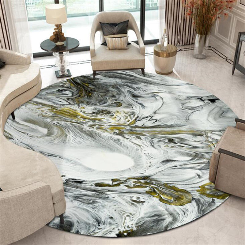 Modern Living Room Rug in Black and White Abstract Oil Painting Print Rug Polyester Machine Washable Area Rug Yellow-Black Design 1 Clearhalo 'Area Rug' 'Modern' 'Rugs' Rug' 1636043