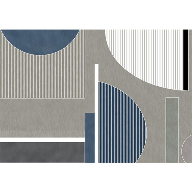 Modern Living Room Rug in Grey Color Block Stripe Irregular Shape Print Rug Polyester Non-Slip Backing Area Rug Clearhalo 'Area Rug' 'Modern' 'Rugs' Rug' 1636120