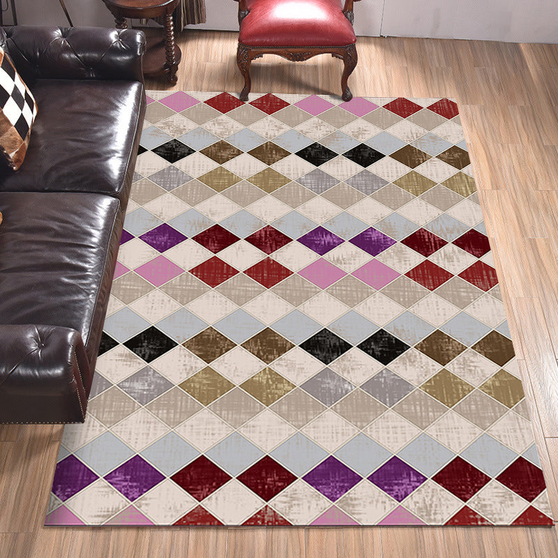 Colorful Bedroom Rug Modern Geometric Diamond Pattern Area Rug Polyester Stain-Resistant Carpet Clearhalo 'Area Rug' 'Modern' 'Rugs' Rug' 1636159