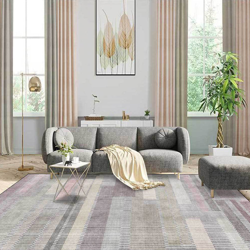 Grey Bedroom Rug Modern Abstract Stripe Rectangle Pattern Area Rug Polyester Washable Pet Friendly Carpet Grey Clearhalo 'Area Rug' 'Modern' 'Rugs' Rug' 1636491