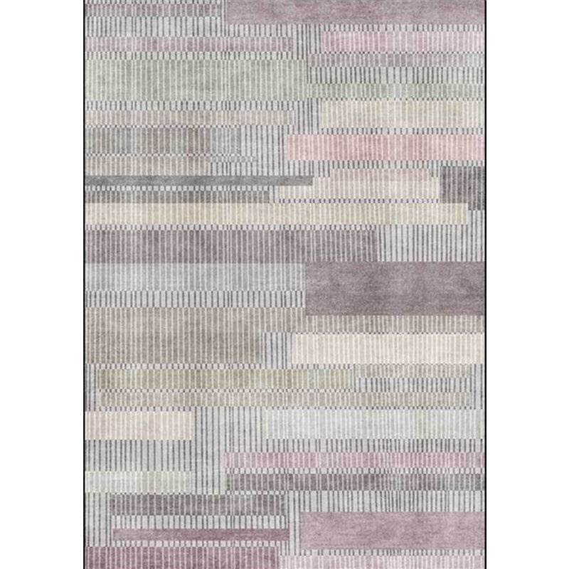 Grey Bedroom Rug Modern Abstract Stripe Rectangle Pattern Area Rug Polyester Washable Pet Friendly Carpet Clearhalo 'Area Rug' 'Modern' 'Rugs' Rug' 1636493