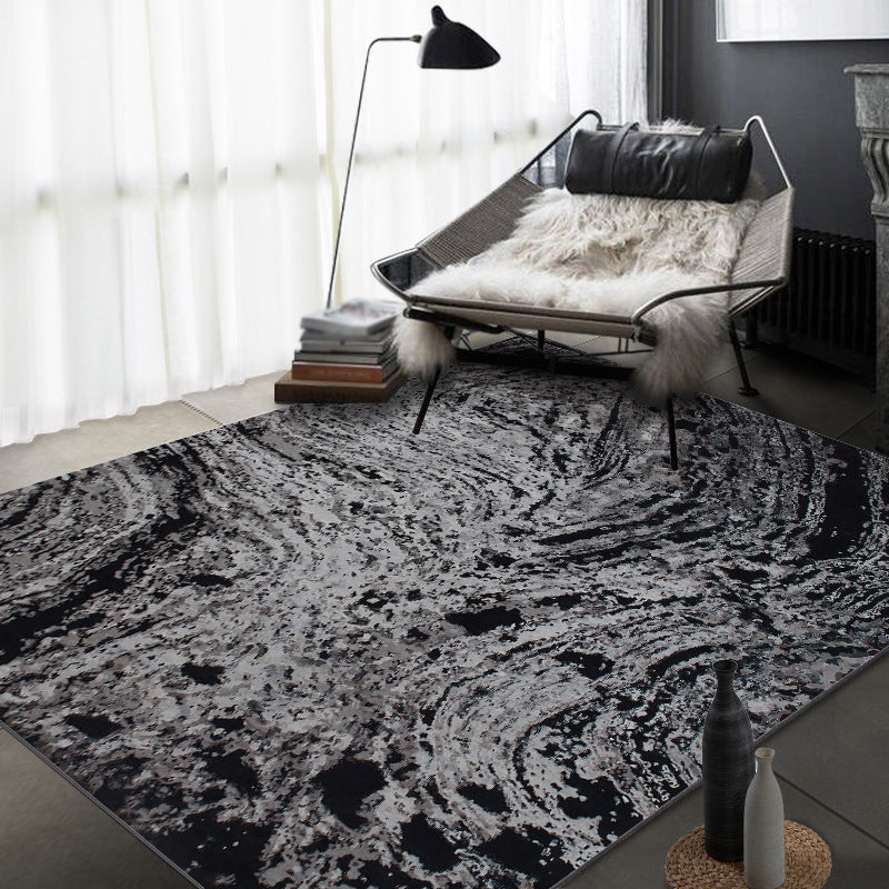 Modern Living Room Rug in Black Abstract Painting Print Rug Polyester Pet Friendly Area Rug Black Clearhalo 'Area Rug' 'Modern' 'Rugs' Rug' 1636507