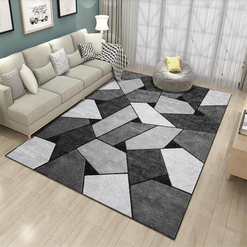 Modern Living Room Rug in Black and Grey Color Block Irregular Shape Print Rug Polyester Machine Washable Area Rug Grey Clearhalo 'Area Rug' 'Modern' 'Rugs' Rug' 1636656