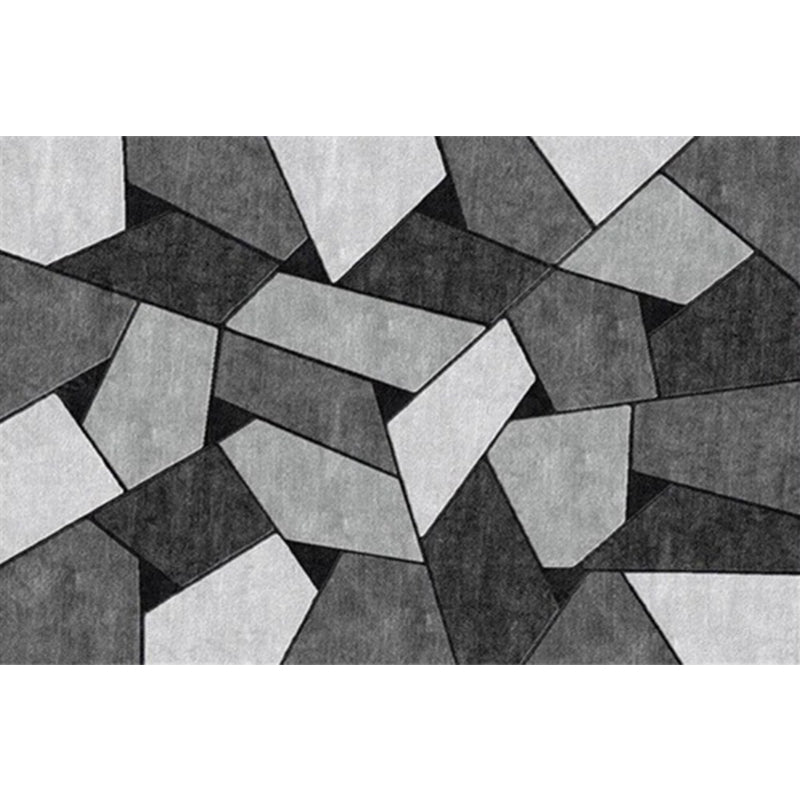 Modern Living Room Rug in Black and Grey Color Block Irregular Shape Print Rug Polyester Machine Washable Area Rug Clearhalo 'Area Rug' 'Modern' 'Rugs' Rug' 1636658