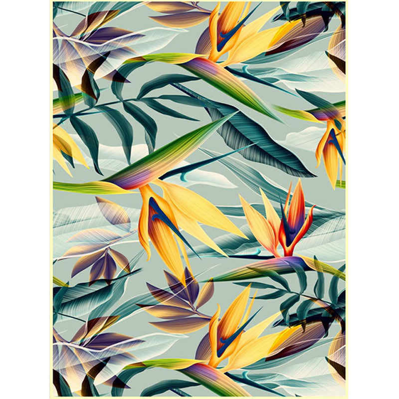 Vintage Living Room Rug in Green Botanical Leaf Print Rug Polyester Pet Friendly Washable Area Rug Clearhalo 'Area Rug' 'Rugs' 'Vintage' Rug' 1636802