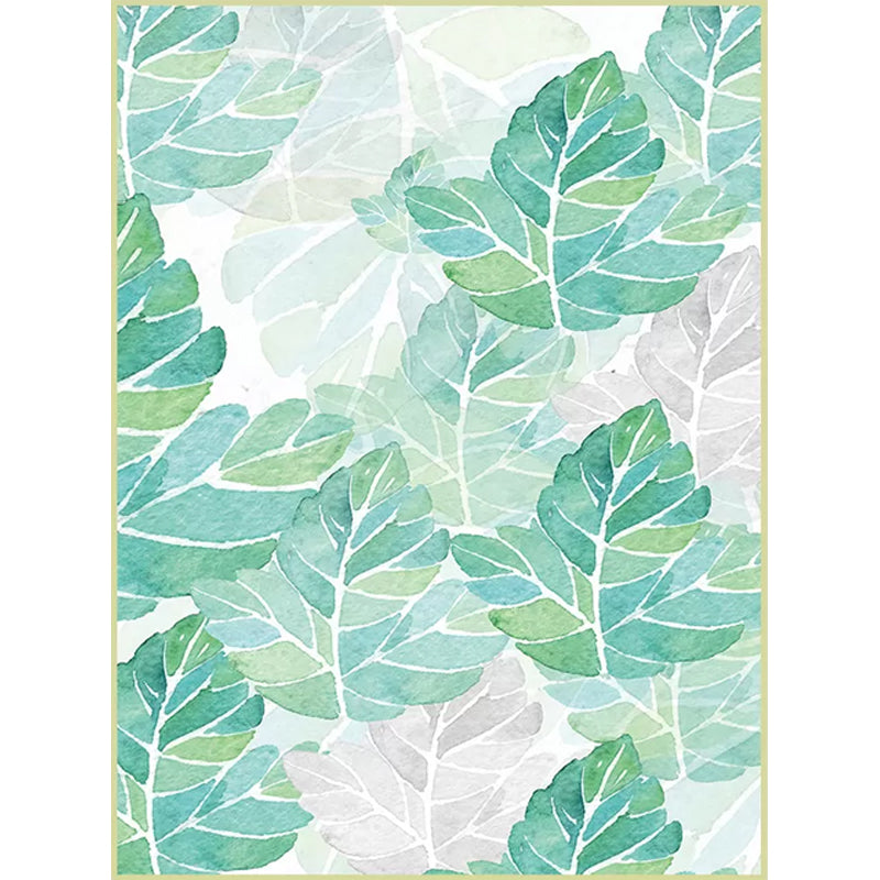 Green and White Bedroom Rug Tropical Botanical Leaf Pattern Area Rug Polyester Stain-Resistant Washable Carpet Clearhalo 'Area Rug' 'Rug' 1636820