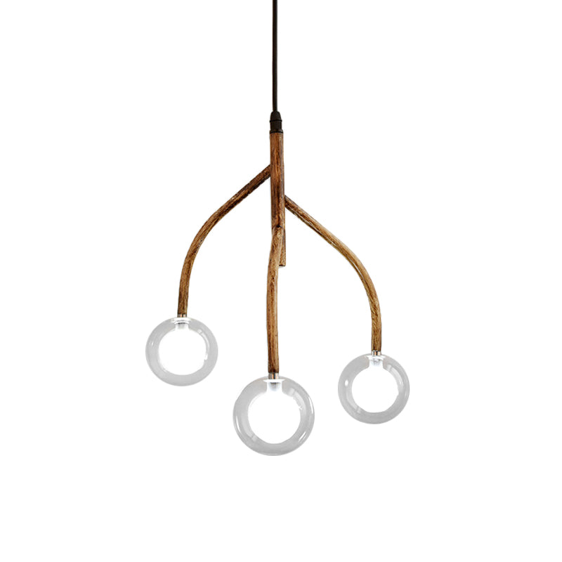 Clear Glass Beige Pendulum Lamp Molecular 3 Lights Warehouse Pendant Chandelier with Vine Design Clearhalo 'Carpenter Chandeliers' 'Ceiling Lights' 'Chandeliers' 'Industrial Chandeliers' 'Industrial' 'Middle Century Chandeliers' 'Modern' 'Tiffany' Lighting' 1637049