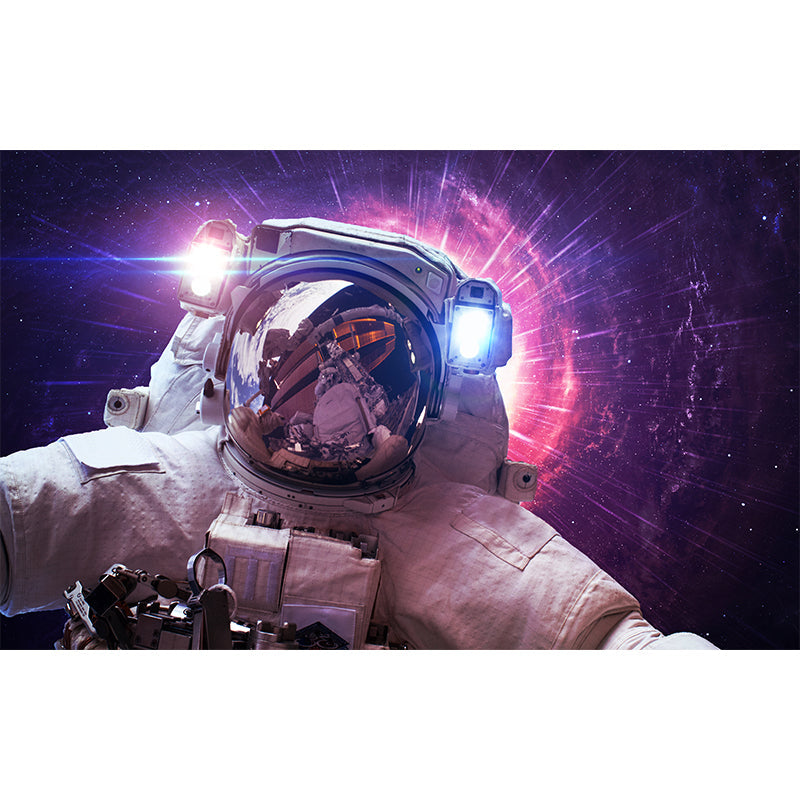 Non-Woven Decorative Wall Mural Sci-Fi Astronaut and Milky Way View Wall Covering Clearhalo 'Wall Decor' 'Wall Mural' 1637506