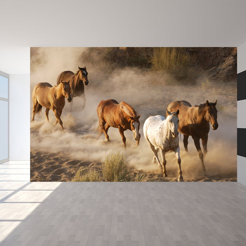 Handsome Horse Mural Wallpaper Soft Color Contemporary Wall Decor for Living Room Clearhalo 'Wall Decor' 'Wall Mural' 1637744