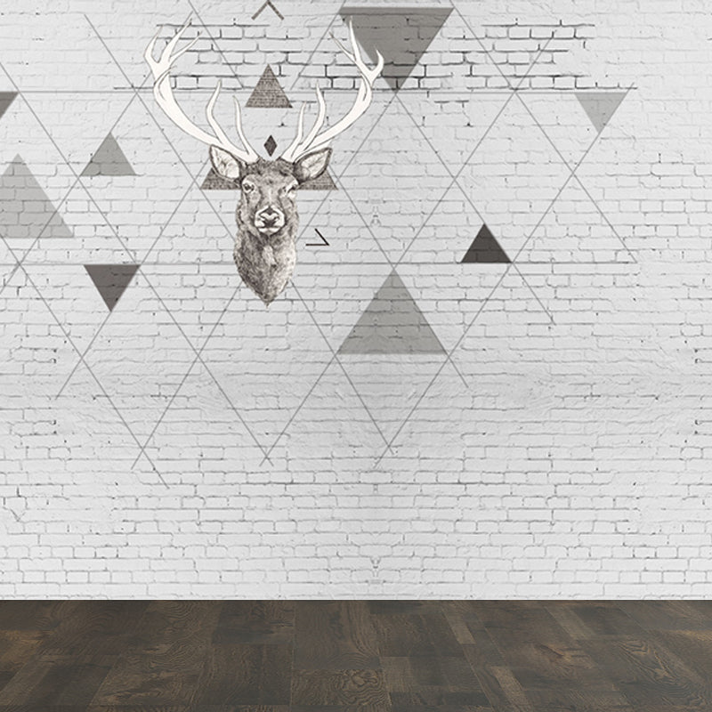 Reindeer Mural Wallpaper Modern Non-Woven Material Wall Covering in Pastel Color Clearhalo 'Wall Decor' 'Wall Mural' 1638180