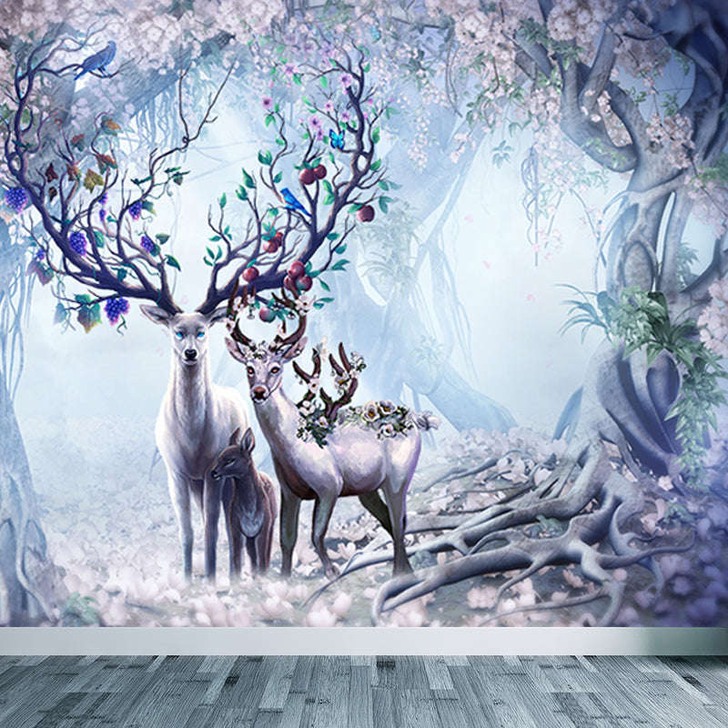 Forest Leisure Reindeer Mural Wallpaper Contemporary Non-Woven Material Wall Decor Clearhalo 'Wall Decor' 'Wall Mural' 1638200