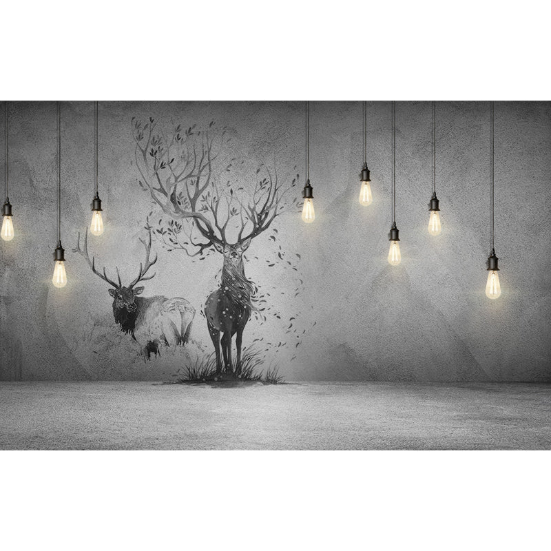 Reindeer Wall Mural Modern Decorative Living Room Wall Covering, Custom Size Available Clearhalo 'Wall Decor' 'Wall Mural' 1638211