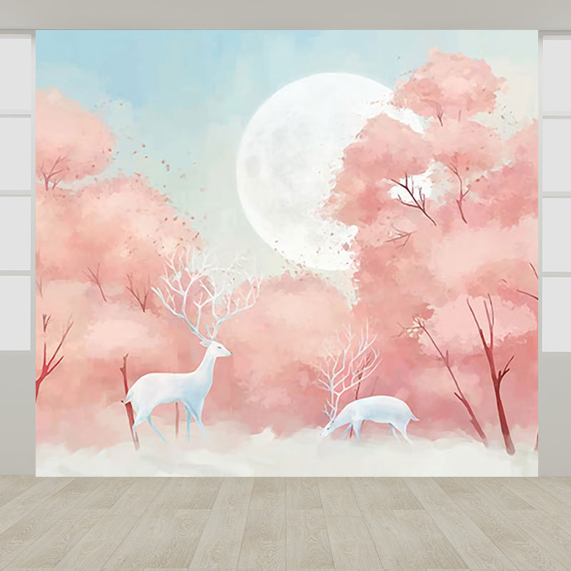 Reindeer Wall Mural Modern Decorative Living Room Wall Covering, Custom Size Available Clearhalo 'Wall Decor' 'Wall Mural' 1638215