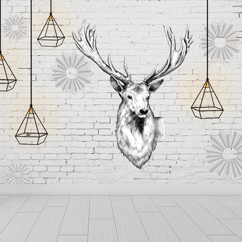 Reindeer Wall Mural Modern Decorative Living Room Wall Covering, Custom Size Available Clearhalo 'Wall Decor' 'Wall Mural' 1638224