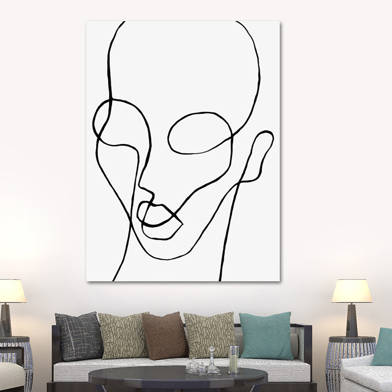 White Scandinavian Style Canvas Head Portrait Wall Art Print for Kitchen Backsplash Clearhalo 'Arts' 'Canvas Art' 1639823