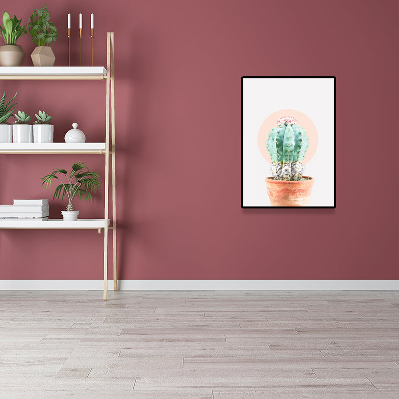 Textured Cactus Plant Art Print Canvas Tropical Wall Decor for Living Room, Soft Color Clearhalo 'Art Gallery' 'Canvas Art' 'Coastal Art Gallery' 'Tropical' Arts' 1641156