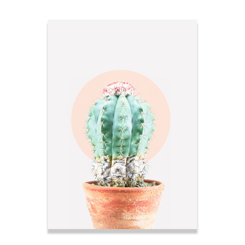 Textured Cactus Plant Art Print Canvas Tropical Wall Decor for Living Room, Soft Color Clearhalo 'Art Gallery' 'Canvas Art' 'Coastal Art Gallery' 'Tropical' Arts' 1641158