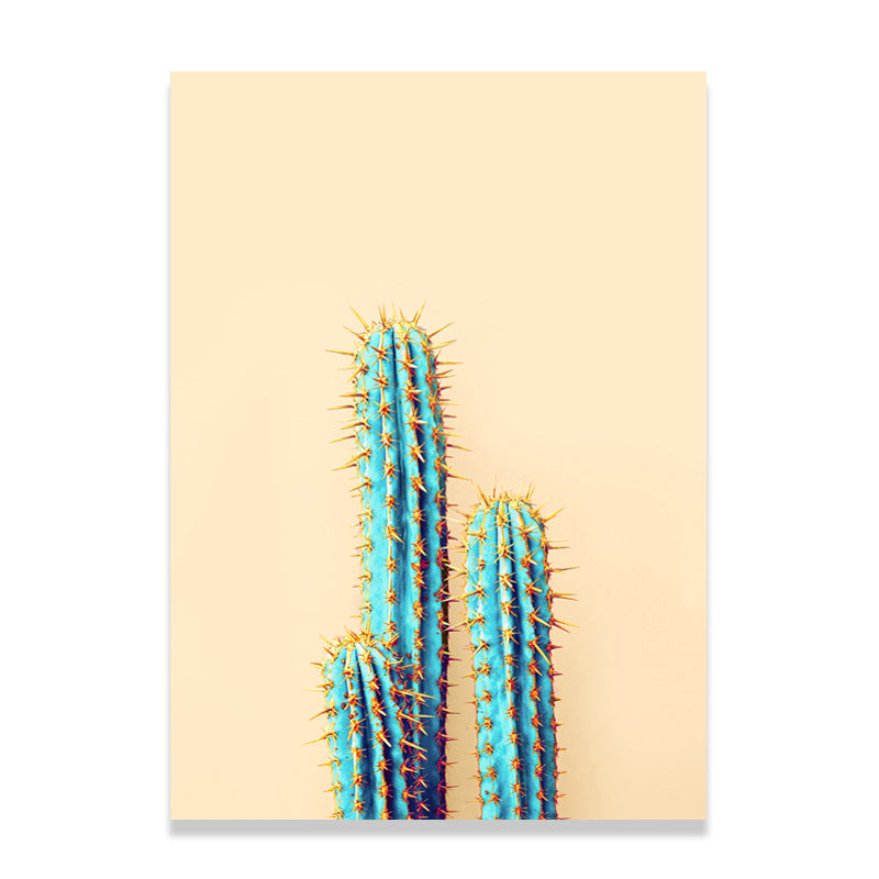 Textured Cactus Plant Art Print Canvas Tropical Wall Decor for Living Room, Soft Color Clearhalo 'Art Gallery' 'Canvas Art' 'Coastal Art Gallery' 'Tropical' Arts' 1641165