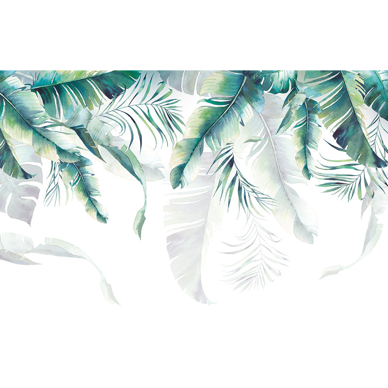 Tropical Banana Leaves Mural Soft Color Living Room Wall Art, Custom Size Available Clearhalo 'Wall Decor' 'Wall Mural' 1646178