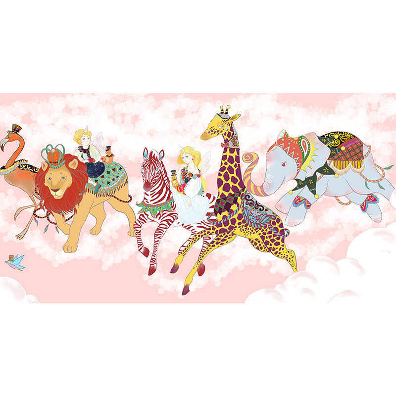 Delightful Cartoon Animals Wall Mural for Kids Room Spring Wall Decor, Customised Clearhalo 'Wall Decor' 'Wall Mural' 1646318