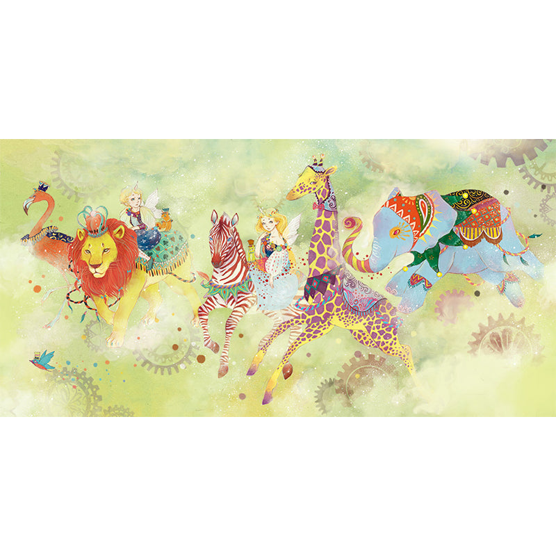 Delightful Cartoon Animals Wall Mural for Kids Room Spring Wall Decor, Customised Clearhalo 'Wall Decor' 'Wall Mural' 1646323