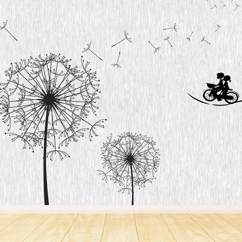 Giant Dandelion Mural Decal Light Color Non-Woven Wall Art for Wall Decor, Made to Measure Clearhalo 'Wall Decor' 'Wall Mural' 1646491