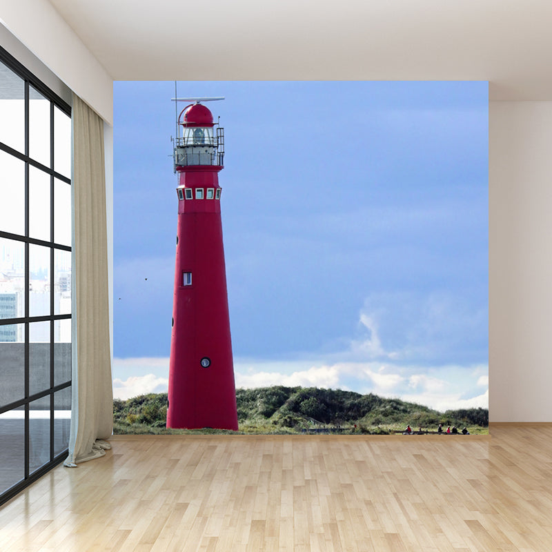 Big Grand Lighthouse Mural Wallpaper Decorative Coastal Girls Bedroom Wall Decor Clearhalo 'Wall Decor' 'Wall Mural' 1646622