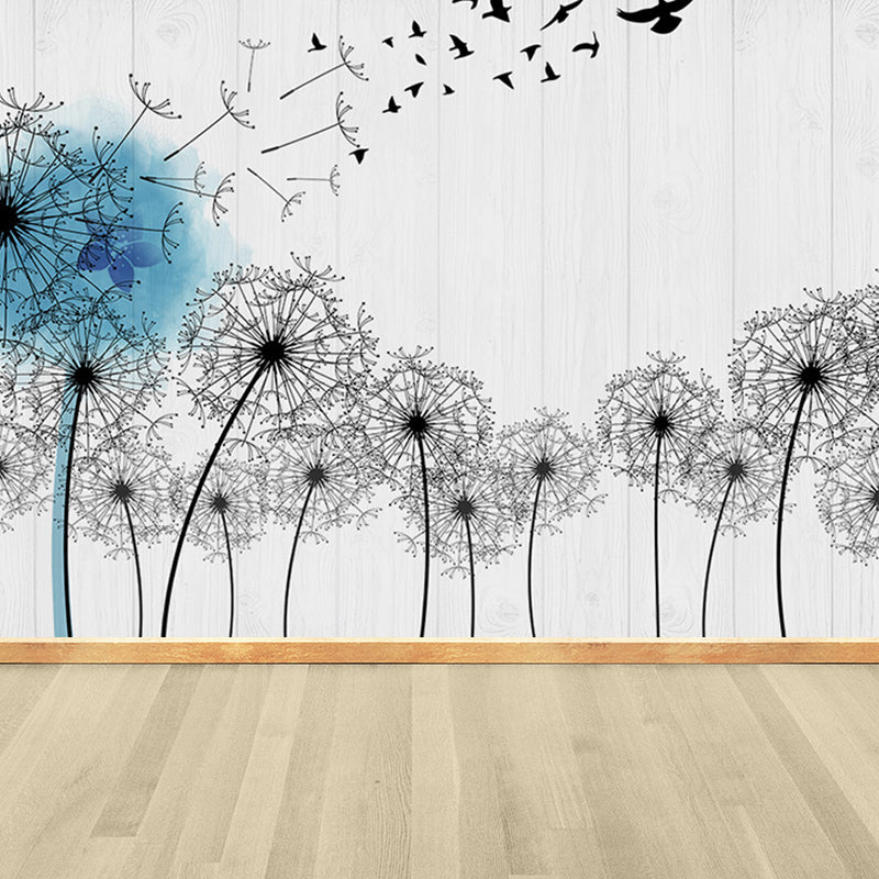 Soft Color Dandelion Mural Decal Moisture-Proof Modern Living Room Wall Covering Clearhalo 'Wall Decor' 'Wall Mural' 1646692