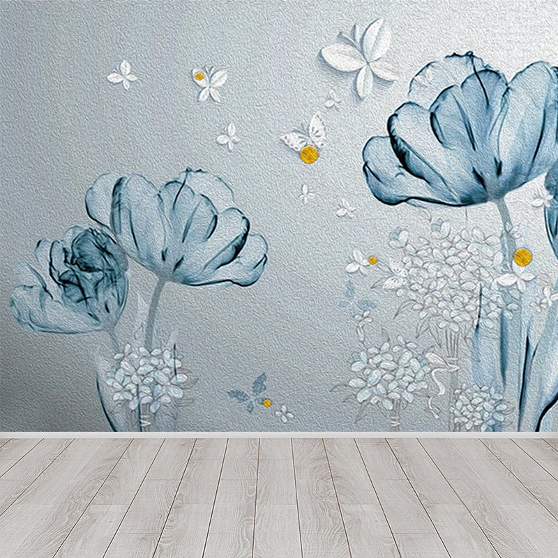 Whole Flower Mural Wallpaper Moisture Resistant Contemporary Bedroom Wall Decor Clearhalo 'Wall Decor' 'Wall Mural' 1647020