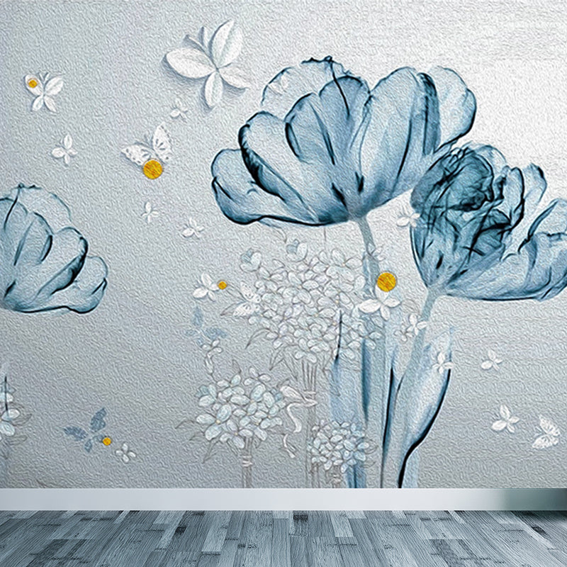 Whole Flower Mural Wallpaper Moisture Resistant Contemporary Bedroom Wall Decor Clearhalo 'Wall Decor' 'Wall Mural' 1647021