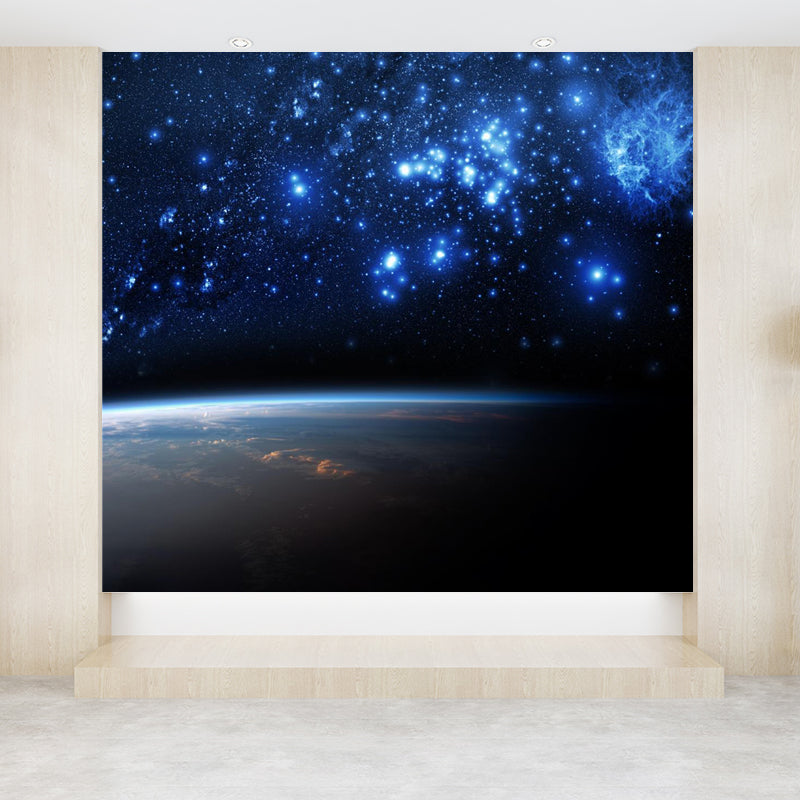 Giant Modern Mural Decal in Blue Night Sky Constellations Wall Covering, Customised Clearhalo 'Wall Decor' 'Wall Mural' 1647150