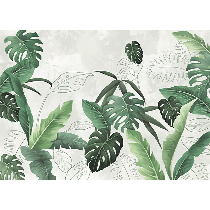 Light Color Diverse Leaves Mural Moisture Resistant Tropical Living Room Wall Covering Clearhalo 'Wall Decor' 'Wall Mural' 1647162