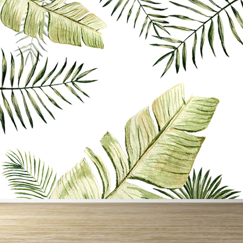 Light Color Diverse Leaves Mural Moisture Resistant Tropical Living Room Wall Covering Clearhalo 'Wall Decor' 'Wall Mural' 1647165