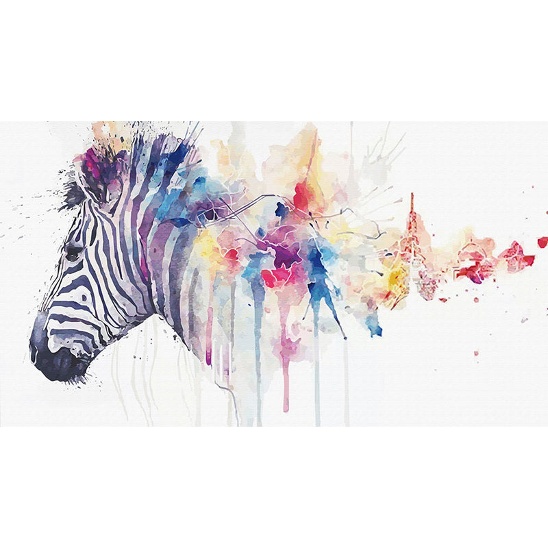 Modern Zebra Printed Mural Soft Color Living Room Wall Art, Custom Size Available Clearhalo 'Wall Decor' 'Wall Mural' 1647182