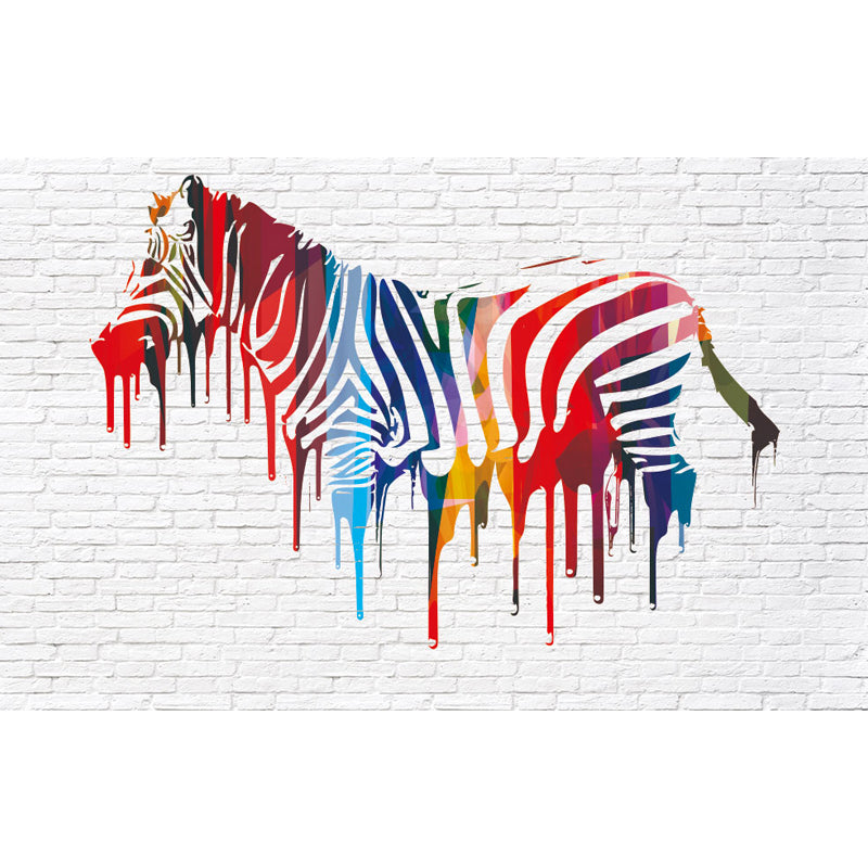 Modern Zebra Printed Mural Soft Color Living Room Wall Art, Custom Size Available Clearhalo 'Wall Decor' 'Wall Mural' 1647187